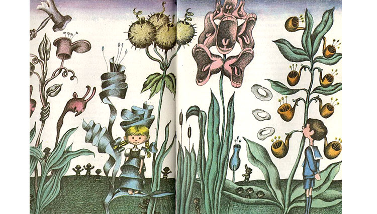 Иллюстрация Виктора Пивоварова к книге Витзеслава Незвала «Анечка-Невеличка и Соломенный Губерт»